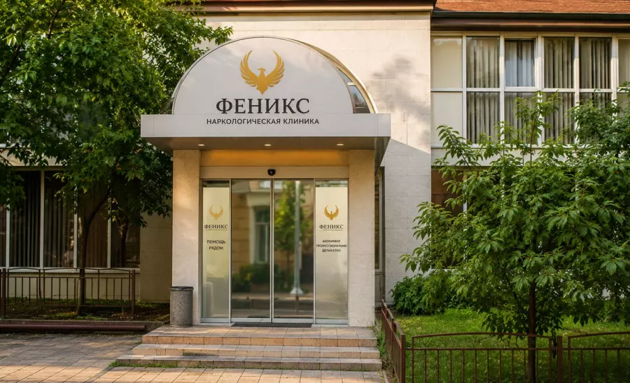 Вход в наркологическую клинику «Феникс» в Фатеже